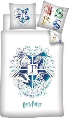 Productafbeelding van Harry Potter Dekbedovertrek – Hogwarts wit Polyester - 140 x 200 cm