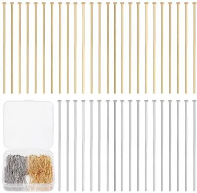 Productafbeelding van Dailygoods- Hoofdpinnen 400 stuks - Roestvrij Staal - Platte Kop - 35 mm - Goud/Zilver - Voor Sieraden Maken - Sieradennaalden