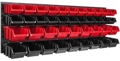 Image de Tableau d'outils mural pour atelier - 115 x 39 cm - avec 40 boîtes de rangement