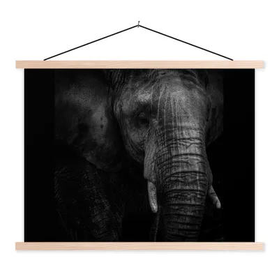 Produktbild von MuchoWow® Textilposter Elefant - Tier - Porträt 120x90 cm mit holzfarbenen Rahmen - Magnetisch