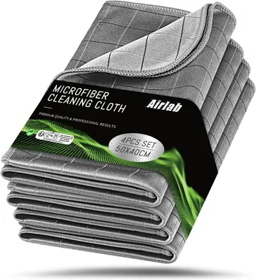 Imagen del producto de Paños de limpieza de microfibra con fibras de carbono, juego de 4 unidades, 50x40 cm, para ventanas y automóviles
