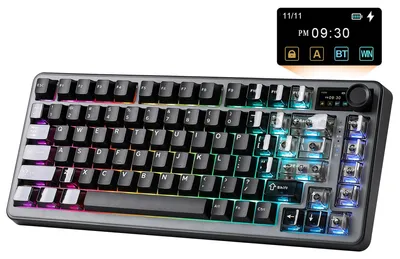 Immagine prodotto di Tastiera meccanica, layout 75%, wireless (Bluetooth) e cablata, con retroilluminazione RGB
