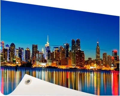 Produktbild von Gartenposter - 120x80 cm - New York Skyline Nacht  - Modernes Wandbilder - Amerikanische Städte