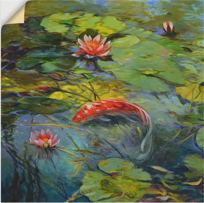 Produktbild von ARTland Wandbild, selbstklebend Roter Koi Größe: 50x50 cm