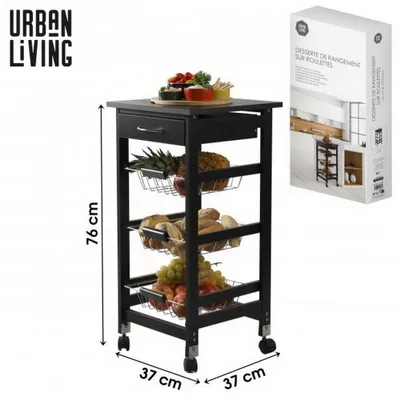 Produktbild von Urban Living Küchenwagen 37 x 37 x 76 cm schwarz 400103