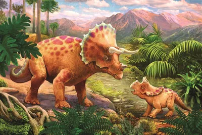 Produktbild von TREFL Puzzle Amazing dinosaurs: Triceratops mit Baby 54 Teile