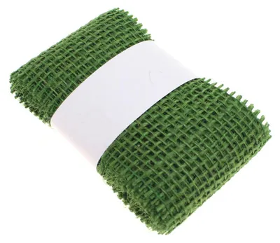 Produktbild von 2m × 60mm Juteband Jutesträngchen Geschenkband Gitterband Jute Deko Band , Farbe:tannengrün