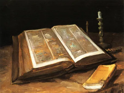 Produktbild von Vincent Van Gogh Kunstdruck Bild - Stilleben Mit Bibel, 1885 (60 x 80 cm)