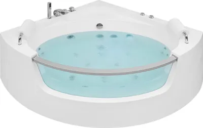 Produktbild von BELIANI Eckbadewanne Whirlpool Weiß Sanitäracryl 187 x 140 cm LED mit 7 Farben Badezimmer