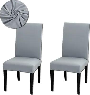 Immagine prodotto di Coprisedia 2 pezzi, coprisedia universale elasticizzato moderno monocolore coprisedia sala da pranzo, grigio chiaro
