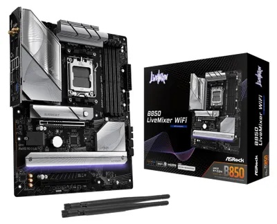 Produktbild von Asrock B850 LiveMixer WiFi, AMD, Sockel AM5, AMD Ryzen 7000 Series, AMD Ryzen 8000 Series, AMD Ryzen 9000 Series, Sockel AM5, DDR5-SDRAM, 256 GB
