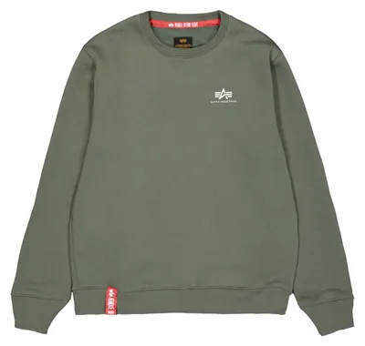 Productafbeelding van Alpha Industries Basic Sweater, heren sweatshirt met klein logo, donkerolijf