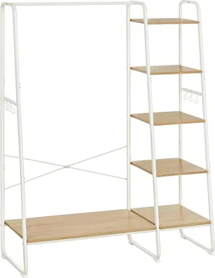 Produktbild von VASAGLE Kleiderständer, Garderobe, 45 x 120 x 160 cm Garderobe mit Kleiderstange, Schuhablage, offene Garderobe, 6 abnehmbare Haken, Schlafzimmer,