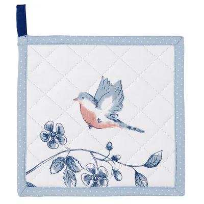 Produktbild von Topflappen | 20*20 cm | Blau | 100% Baumwolle | Quadrat | Vogel | Clayre & Eef | EBI45