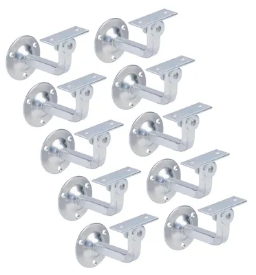 Zdjęcie produktu dla Alberts 855956 Wspornik poręczy, do mocowania do ściany, wspornik regulowany, do przykręcenia, wspornik prosty, ocynkowany, zestaw 10 szt