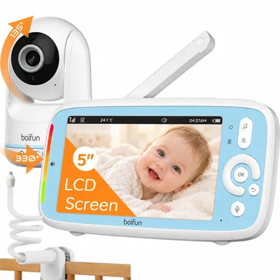 Produktbild von BOIFUN Babyphone mit Kamera ohne WLAN,Automatische Nachtsicht Babyfon , 5 Zoll 720P IPS Bildschirm VOX