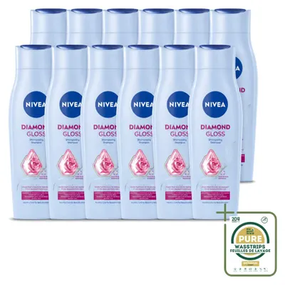 Produktbild von 12 x NIVEA Diamond Gloss Shampoo - 250 ml - Vorratspackung - 12 Stücke