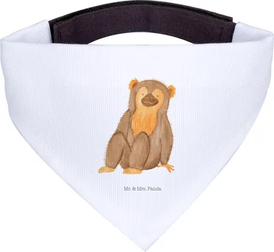 Produktbild von Mr. & Mrs. Panda Dreieckstuch Affe - Weiß - Geschenk, Halstuch für Hund, Liebe, Bandana, Affen, Hunde-Bandana, Hunde, Respekt, Hals Tuch, Motivation, Afrika, Selfcare