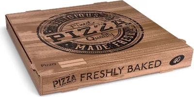 Produktbild von 100 Pizzakarton aus Mikrowellpappe kraft 40 x 40 x 5 cm
