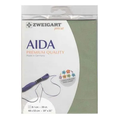 Produktbild von Aida-Stoff, vorgeschnitten, 20 ct, "Extra fino" Qualität, Farbe 6016 (moosgrün), für Kreuzstich, Größe: 48x53 cm