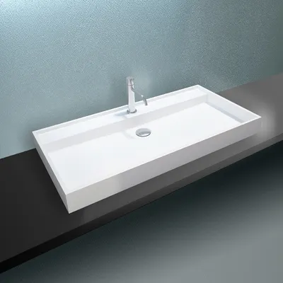 Produktbild von Aufsatzwaschbecken Wandwaschbecken PB2007 - Mineralguss - Weiß matt - 90 x 45 x 10 cm