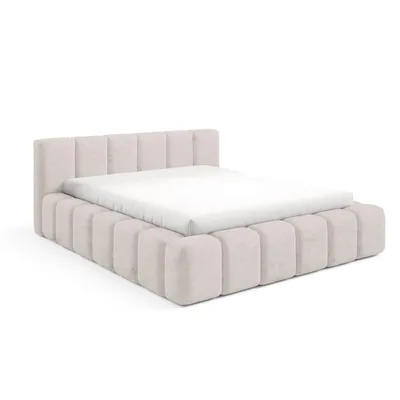 Produktbild von Dekori Polsterbett 140x200 KALLA PREMIUM Wolkenbett mit Bettkasten, Chenille Stoff - Hellbeige (Perfect Harmony 02)