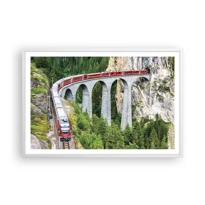 Produktbild von Gerahmtes Poster - Weißer Rahmen - Viadukt Landwasser Zug - 91,5x61 cm - Wand Bild - Wanddeko - Wandbilder - Kunstposter - Wandposter - Bilderrahmen - Bilder - Kunstdruck - P2WAA91x61-4605
