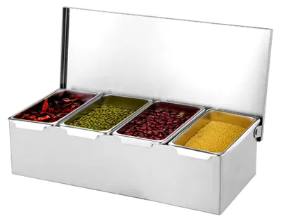 Produktbild von Zutatenbox aus Edelstahl mit 4/5 Einsätzen