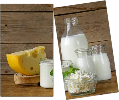 Produktbild von Spritzschutz Herdabdeckplatte Schneidebrett aus Glas Molkereiprodukte 2-Teilig (60x52cm)