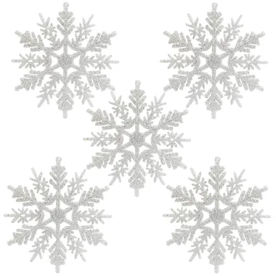 Immagine prodotto di 24 x fiocchi di neve decorazione natalizia per albero di Natale glitter decorazioni per albero di Natale, bianco, plastica