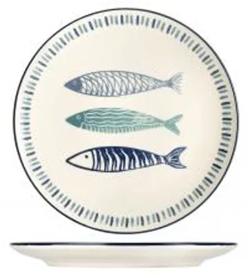 Immagine prodotto di H&H Set 12 Piatti Piani Sardinas In Stoneware Decorato Cm 26