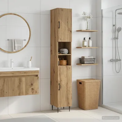 Immagine prodotto di Maison Exclusive - Mobiletto bagno con ripiano aperto, modello HAAREM, finitura rovere artigianale