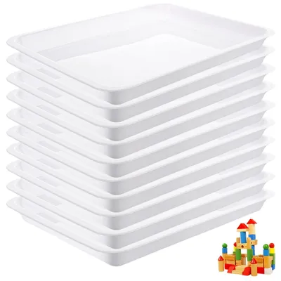 Zdjęcie produktu dla Tacki do nauki – zestaw 10 sztuk – plastikowe – prostokątne – 34,5 x 25,3 x 3,2 cm – antypoślizgowe – do użytku w szkole/w domu – tablica do rysowania