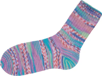 Produktbild von Gründl Hot Socks "Lazise", 4-fach, 100 g Hellrosé/Seegrün/Lind/Koralle/Weiß-Meliert