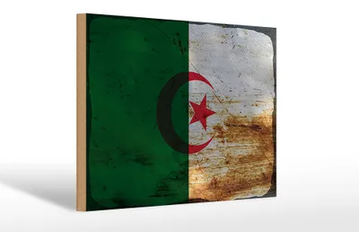 Produktbild von Holzschild Flagge Algerien 30x20cm Flag Algeria Rost