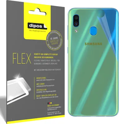 Produktbild von 2x Schutzfolie für Samsung Galaxy A30s Rückseite Folie, 100% Displayabdeckung, dipos Flex