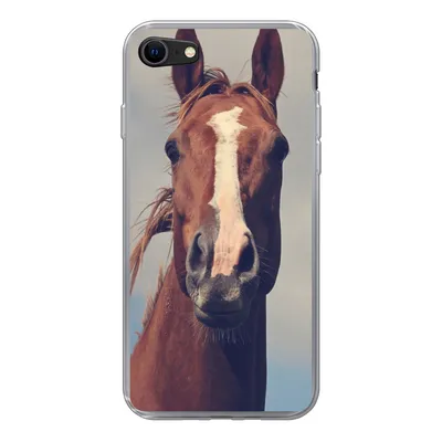Produktbild von MuchoWow® Handyhülle Schutzhülle Hülle für iPhone SE 2022 Pferd - Luft - Blau Silikon Softcase Handy Hülle - Schutzhülle