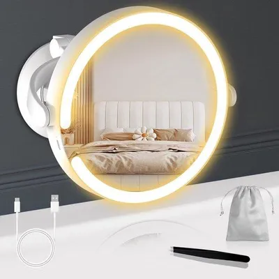 Produktbild von Kosmetische 10-facetspiegel mit Licht und Vergrößerung, 25 cm Höhe, dimmbar