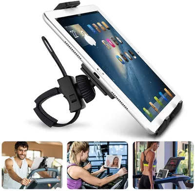 Produktbild von Tablet Halterung, Handyhalterung Fahrrad mit 360° Drehbar für Hometrainer/Crosstrainer/Bike/GPS Navi Fitnessstudio, Stand für Tablet/iPhone/Smartphone/iPad (9-22 cm)