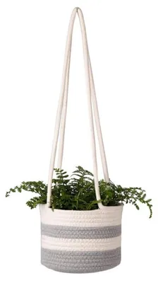 Productafbeelding van Omgoods - Hangende Bloempotten van Katoen met Touw, 21 x 16 cm