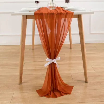 Produktbild von AOKSUNOVA Chiffon Tischläufer Hochzeit Terrakotta Tischläufer Outdoor Tischdekoration