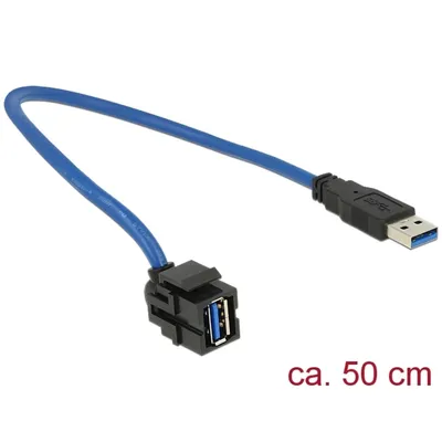 Produktbild von DeLOCK 86375, 0,5 m, USB A, USB A, USB 3.2 Gen 1 (3.1 Gen 1), Männlich/Weiblich, Blau