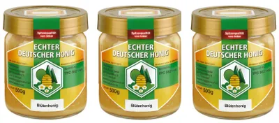 Produktbild von Echter Deutscher Honig aus Hessen. Naturbelassen, fein gesiebt und ungefiltert 3x500g Blütenhonig