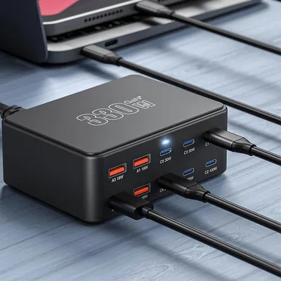 Produktbild von 330W Gan Universal-Ladegerät mit 10 Anschlüssen USB Typ C, PD 100 W und QC 3.0-Schnellladefunktion für MacBook Pro NotebooksSmartphonesTablets
