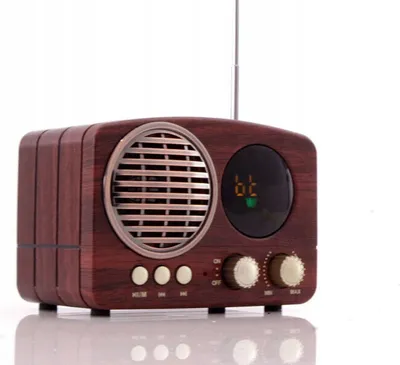 Produktbild von FM Retro Radio AUX-IN Bluetooth USB/SD/TF MP3 mit Akku Holz Gehäuse