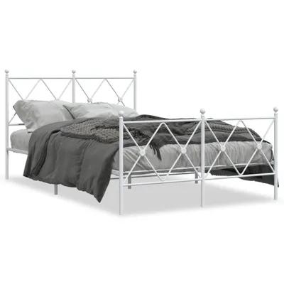 Obrázek produktu pro Postel s čelem a nohou kovová bílá 120x190 cm
