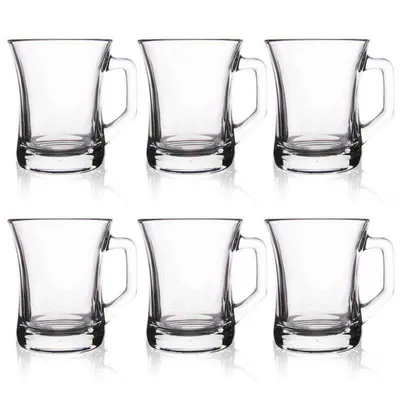 Obrázek produktu pro 6x skleněný hrnek na kávu Zen+ 225 ml - velká opakovaně použitelná sada hrnků na horké nápoje Tea Latté Cappuccino s uchem - LAV