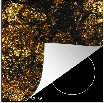 Produktbild von KitchenYeah© Herdabdeckplatte Marmor - Glitzer - Gold , 78x78cm, Küche Deko, Glaskeramikkochfeld Herdabdeckung, Abdeckplatte fùr Kochfeld