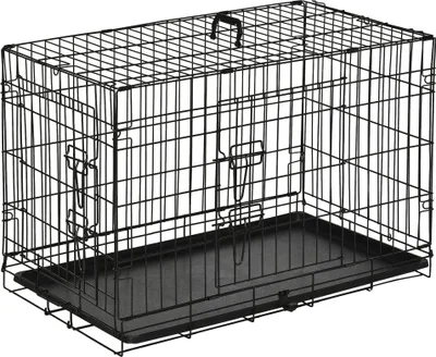 Produktbild von Hundekäfig, Transportkäfig, Drahtkäfig, herausnehmbare Bodenwanne, Schwarz