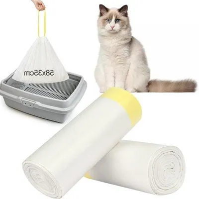 Image de Sacs biodégradables pour ramasser les excréments de chat - Lot de 40 avec poignées